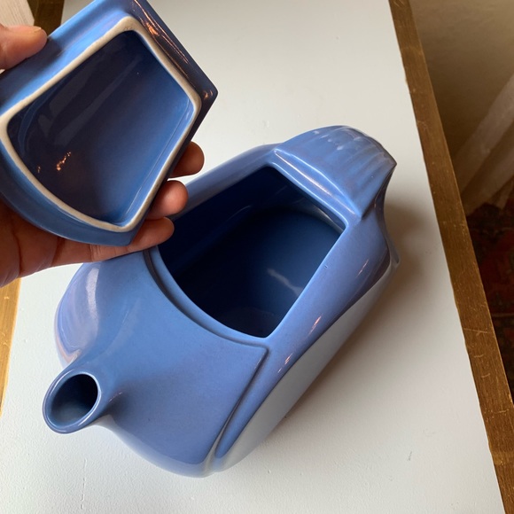 Art Deco Hall Pottery Pitcher Made For Westinghouse Vintage Delphinium Blue - Picture 4 of 5